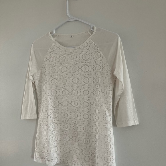 The Skirt Outlet Lace Bodice Ragland Sleeve White Blouse - Picture 4 of 8